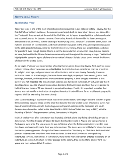 Slavery in US History - Indian Hills Community College