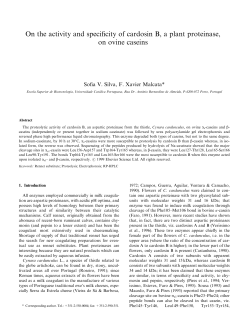 On the activity and specificity of cardosin B, a plant proteinase, on