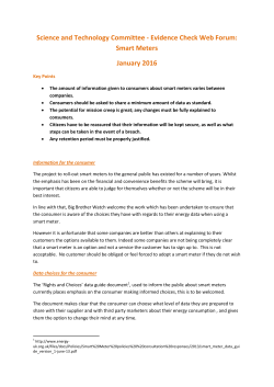 Science and Technology Committee Evidence &ndash; Smart Meters