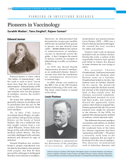 Pioneers in Vaccinology