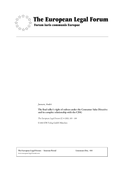 The final seller`s right of redress under the Consumer Sales