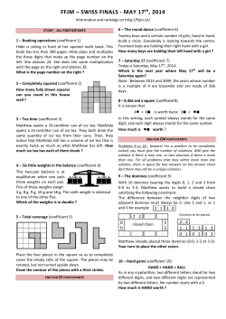 FFJM &ndash; SWISS FINALS - MAY 17th, 2014