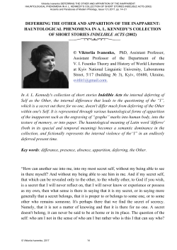 DEFERRING THE OTHER AND APPARITION OF THE