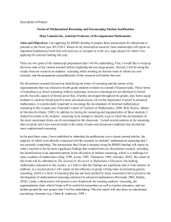 Description of Project Forms of Mathematical Reasoning and