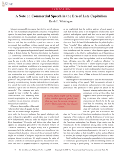 A Note on Commercial Speech in the Era of Late Capitalism