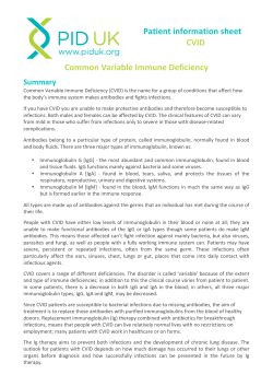Patient information sheet CVID Common Variable Immune