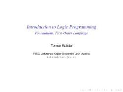 Introduction to Logic Programming - Foundations - RISC-Linz