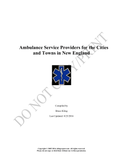 Ambulance Service Providers for the Cities and Towns in New