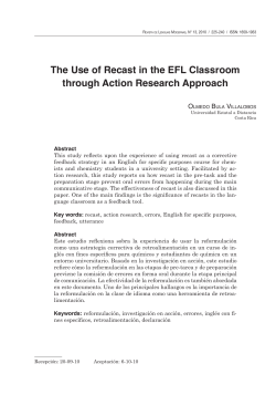 The Use of Recast in the EFL Classroom through Action Research