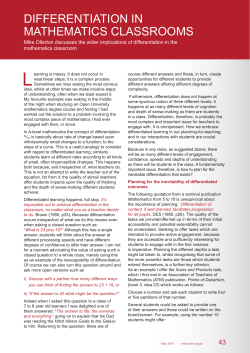 differentiation in mathematics classrooms