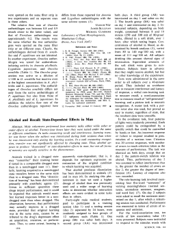 Alcohol and Recall: State-Dependent Effects in Man