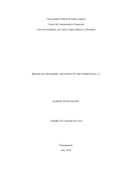 Universidade Federal de Santa Catarina Centro de Comunica&ccedil;&atilde;o e
