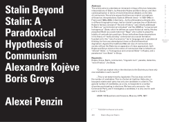 Stalin Beyond Stalin: A Paradoxical Hypothesis of Communism