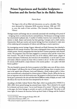 Prison Experiences and Socialist Sculptures &mdash; Tourism and