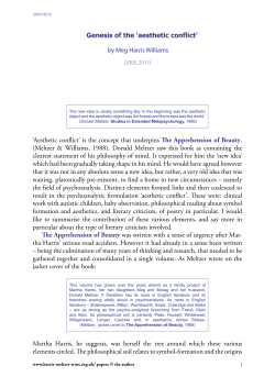 Genesis of the `aesthetic conflict` by Meg Harris Williams `Aesthetic