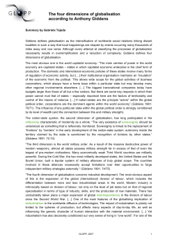 The four dimensions of globalisation according to - glopp 2006-2012