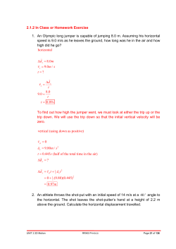 Projectile Motion Answer Key