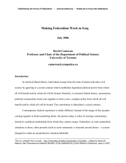 Making Federalism Work in Iraq