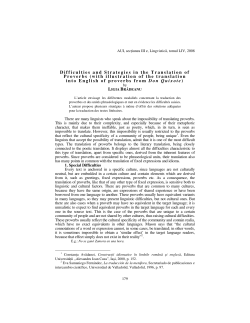 Difficulties and Strategies in the Translation of Proverbs (with