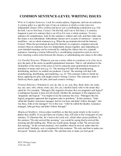 Common Sentence-Level Writing Issues