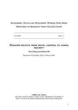 Disaster Politics - King`s College London