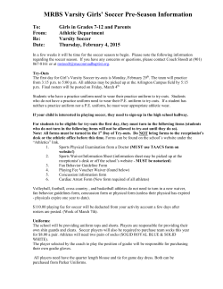MRBS Varsity Girls` Soccer Pre-Season Information