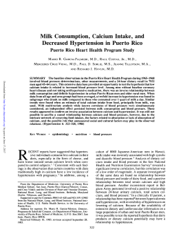 Milk Consumption, Calcium Intake, and Decreased Hypertension in