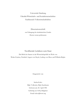 Neoliberale Leitideen zum Staat - E-Dissertationen der Universit&auml;t