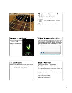 Sound Waves Three aspects of sound Medium is