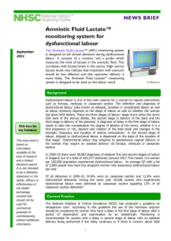 Amniotic Fluid Lactate™ monitoring system for dysfunctional labour