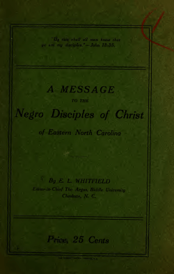 A Message to the Negro Disciples of Christ of Eastern North Carolina
