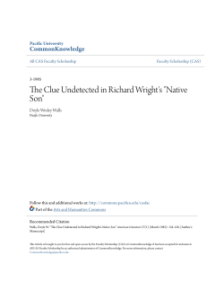 The Clue Undetected in Richard Wright`s "Native Son"