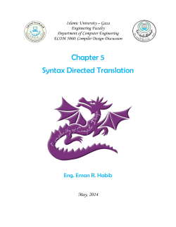 Chapter 5 Syntax Directed Translation