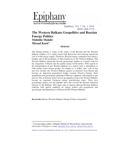 The Western Balkans Geopolitics and Russian Energy