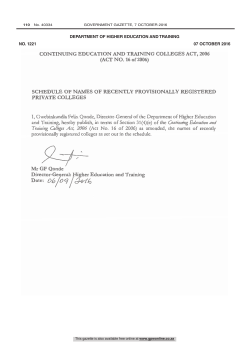 Schedule of names of recently provisionally registered private colleges