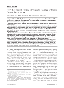 How Respected Family Physicians Manage Difficult Patient
