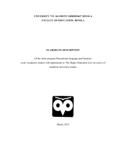 UNIVERSITY &ldquo;ST. KLIMENT OHRIDSKI&rdquo; BITOLA FACULTY OF