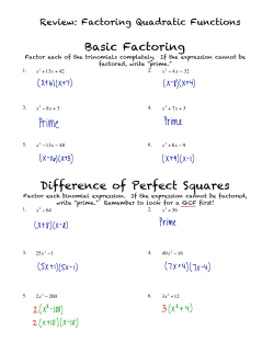 Basic Factoring Difference of Perfect Squares