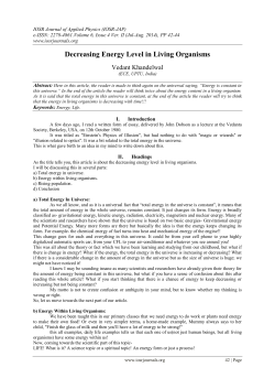 Decreasing Energy Level in Living Organisms