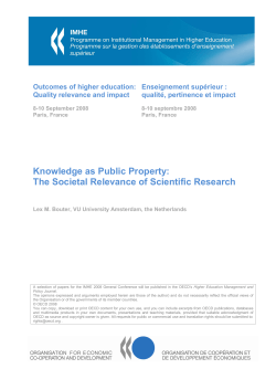 Knowledge as Public Property: The Societal Relevance of Scientific
