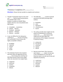 Sentence Completion 28 (low-advanced SAT level)