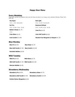 Happy Hour Menu Every Weekday Blue Monday Wild Tuesday