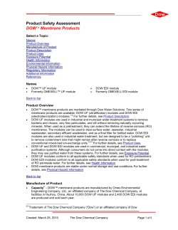 Product Safety Assessment DOW™ Membrane Products