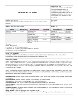 introducing the memo - Kent State University