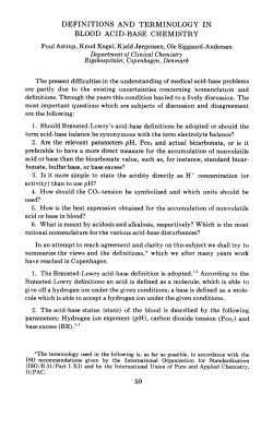 definitions and terminology in blood acid