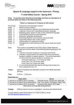 Primary 11 week Elklan Course &ndash; Spring 2016