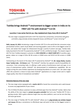 Toshiba brings Android &trade; environment to bigger screen in India on
