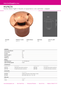 Hunza deck light 3 facets (3 quarters) c/w canister