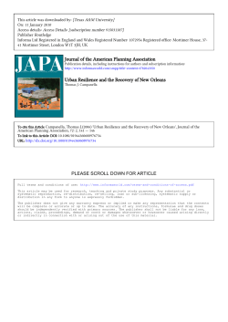 Journal of the American Planning Association Urban Resilience and