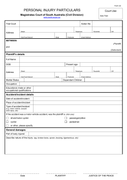 Form 22 - Personal Injury Particulars